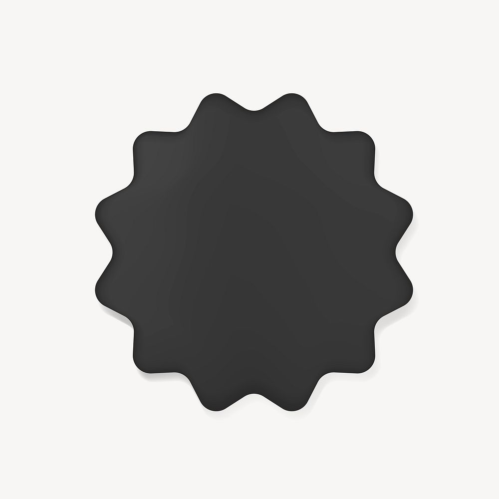 Black starburst sticker, badge vector clipart design space