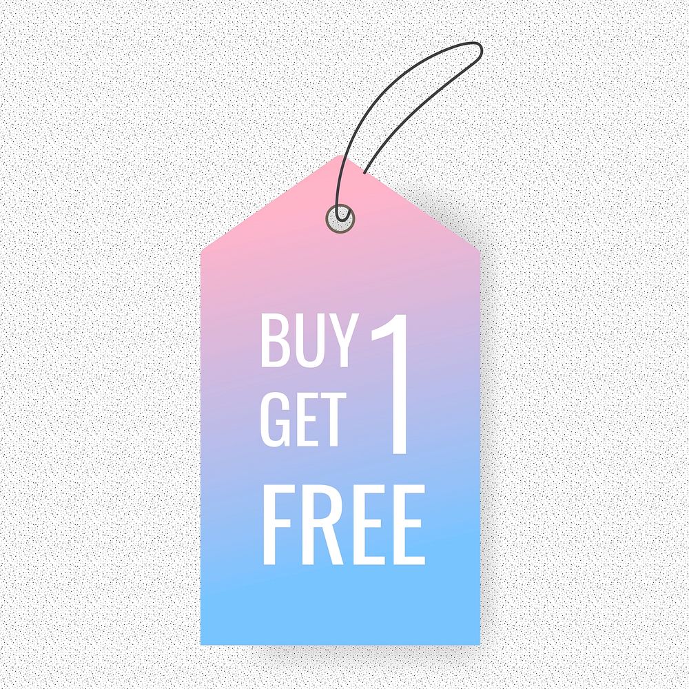 Price tag sticker, buy 1 get 1 free clipart vector