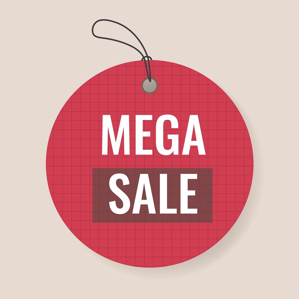 Mega sale badge sticker, shopping clipart vector