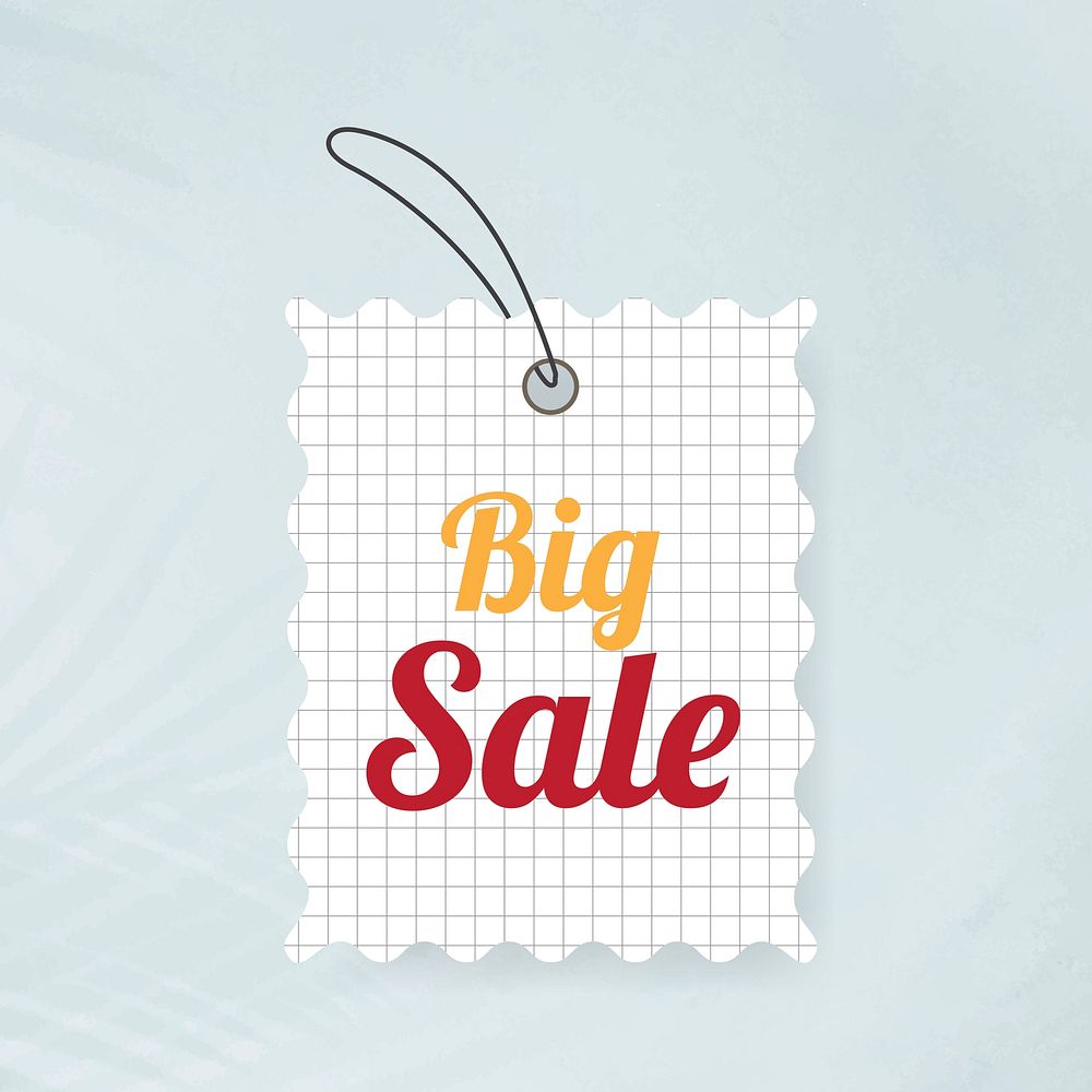 Big sale tag sticker, shopping clipart vector