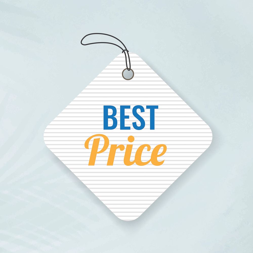 Best price tag sticker, shopping clipart vector