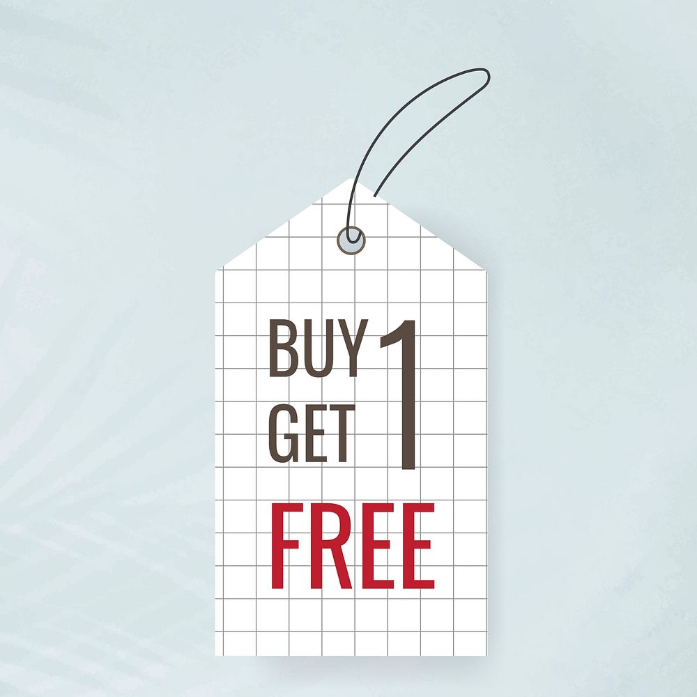 Price tag sticker, buy 1 get 1 free clipart vector