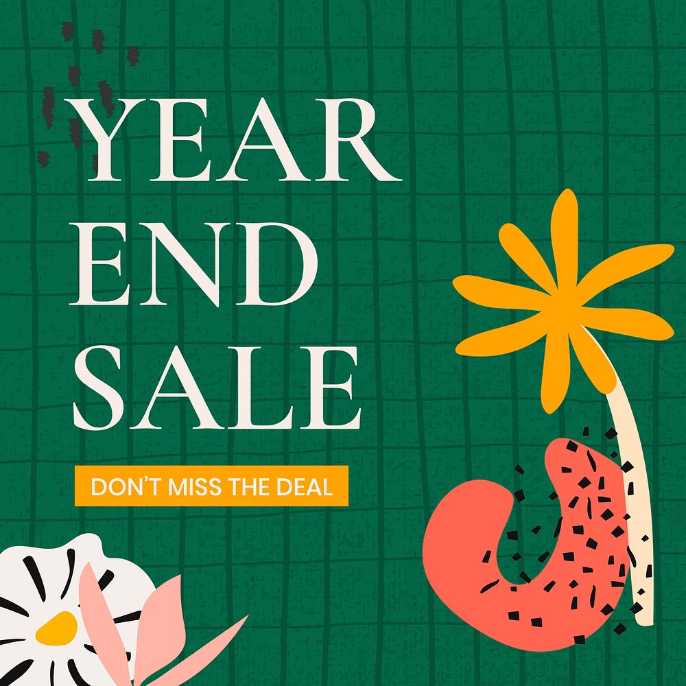 Year end sale ad template, editable marketing design vector