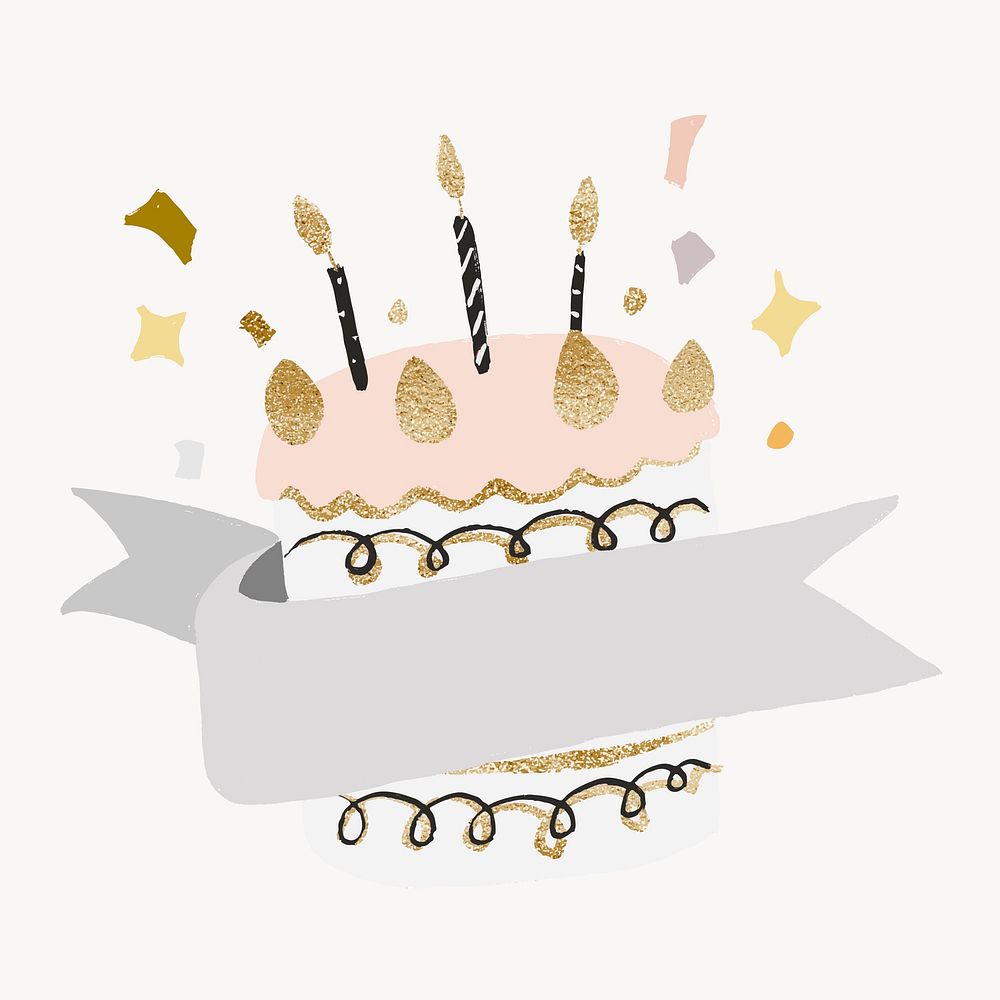 Birthday cake, blank label design vector