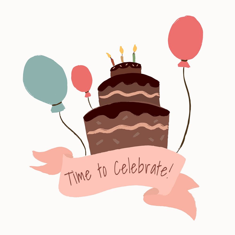 Birthday cake template sticker, cute banner graphic vector