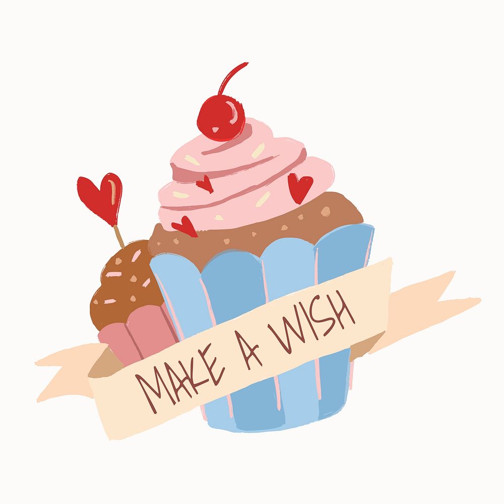 Cupcake template sticker, cute dessert graphic vector