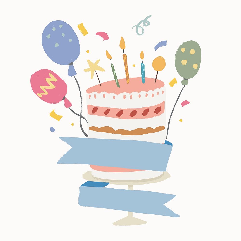 Happy birthday cake, blank label design vector