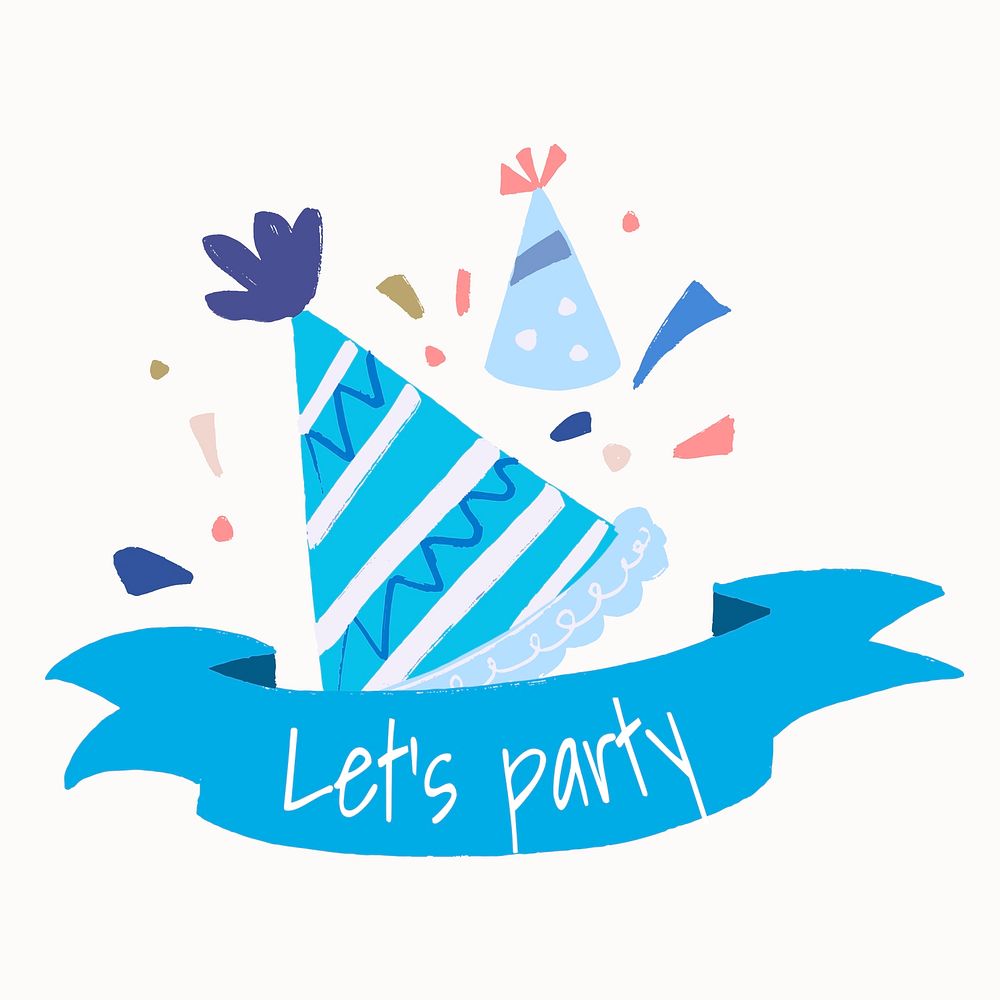 Party template sticker, cute label graphic vector