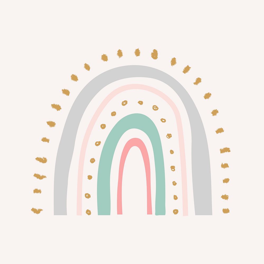 Doodle rainbow in aesthetic style vector