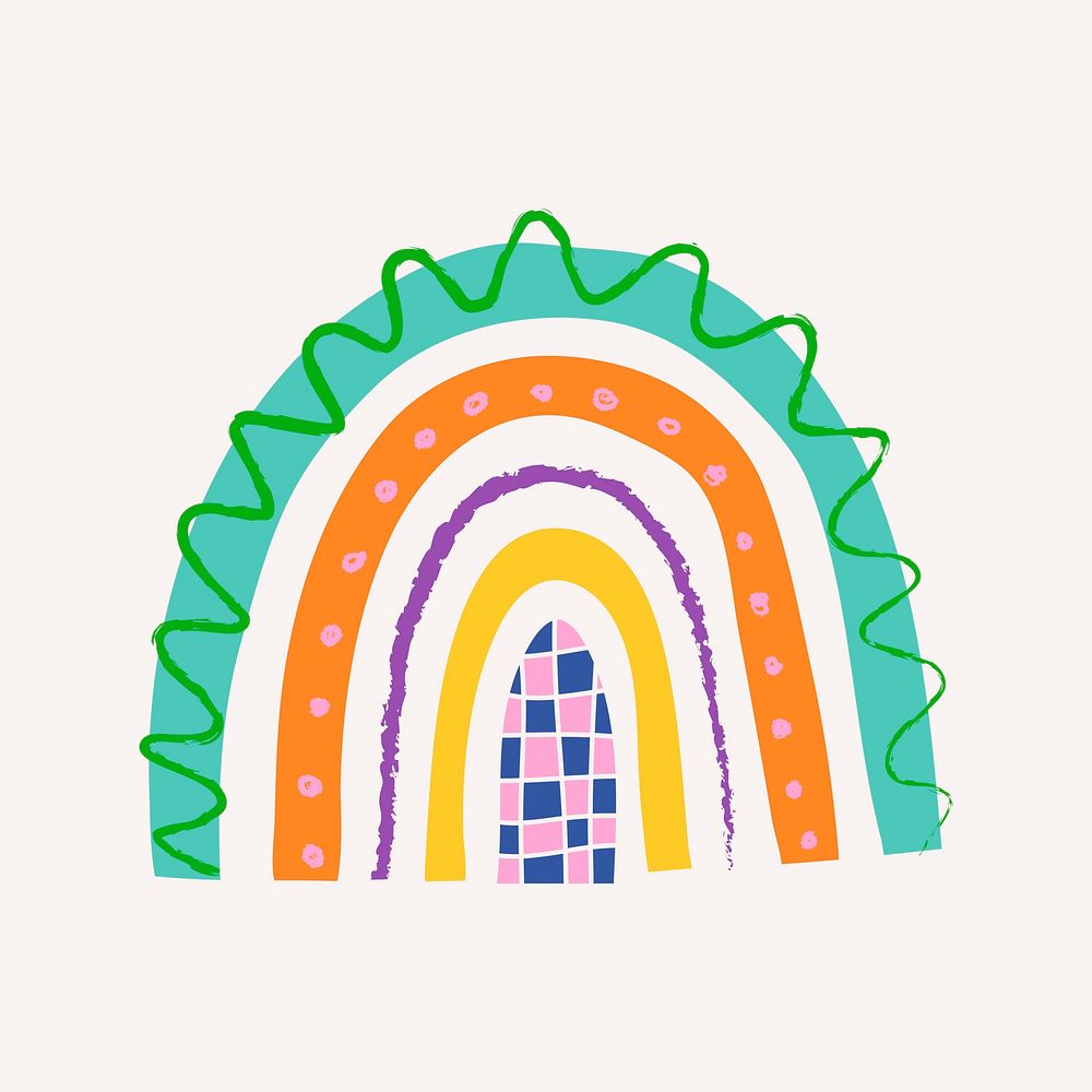 Rainbow in funky doodle style vector