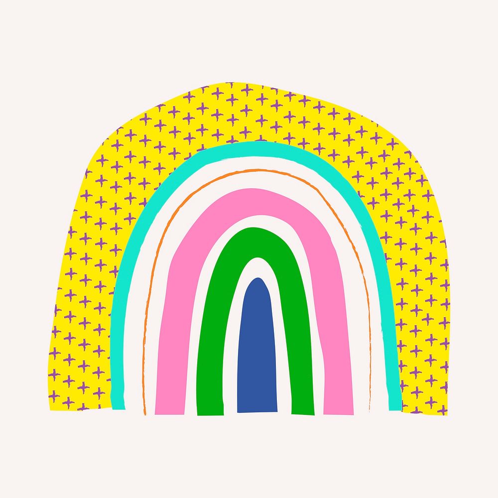 Funky rainbow in doodle style vector