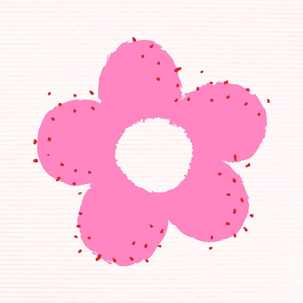 Pink flower in funky doodle style vector