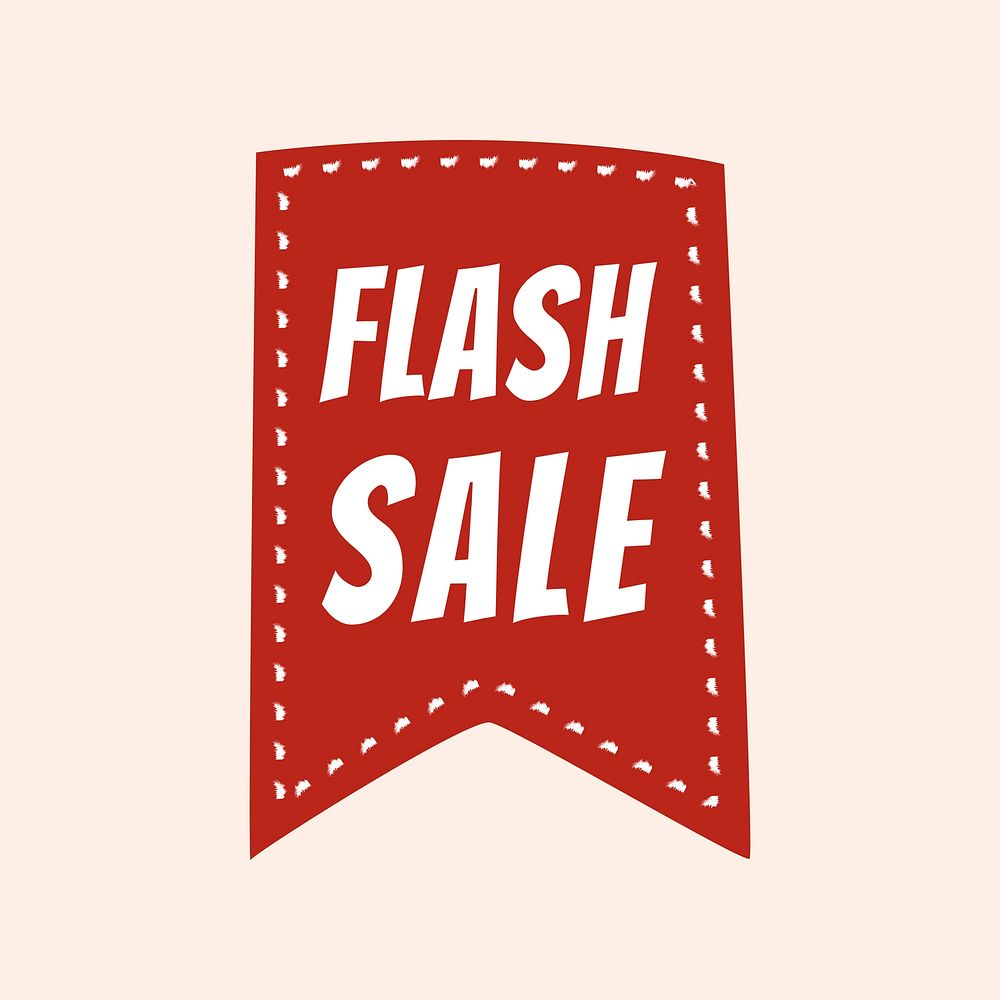 Flash sale badge sticker, shopping doodle clipart vector