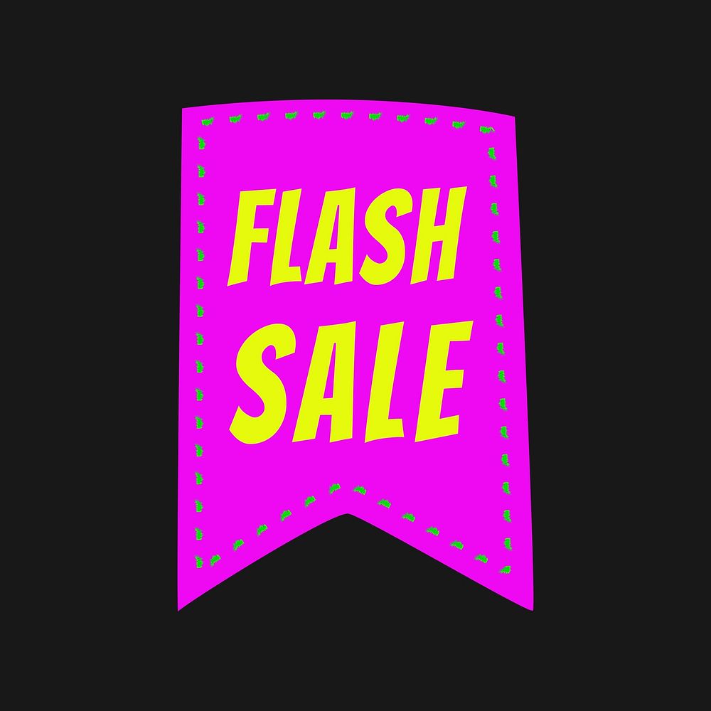 Flash sale badge sticker, shopping doodle clipart vector