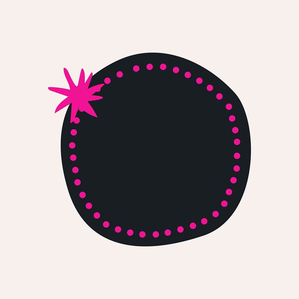 Circle badge sticker, doodle black blank clipart vector