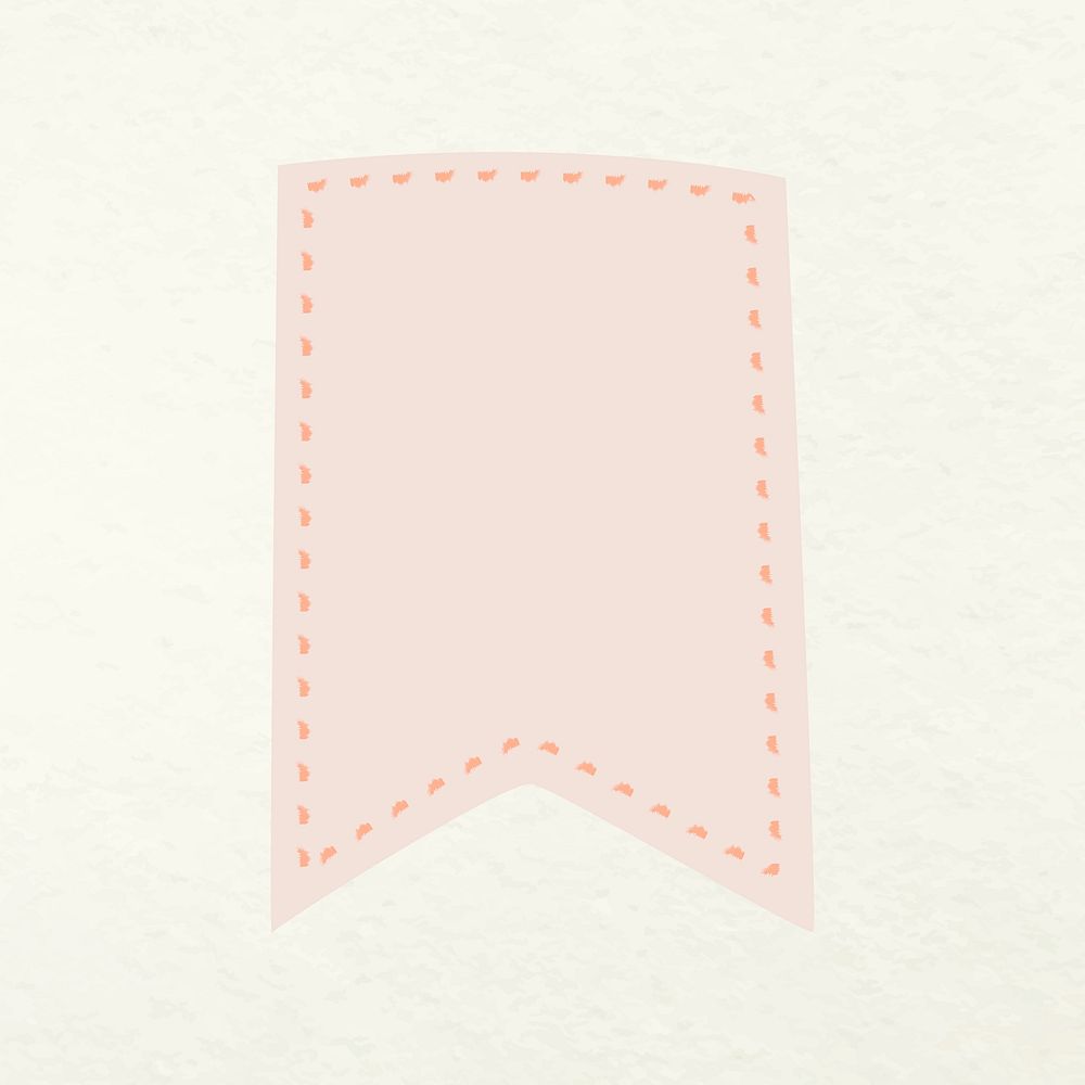 Flag banner sticker, doodle pink blank clipart vector