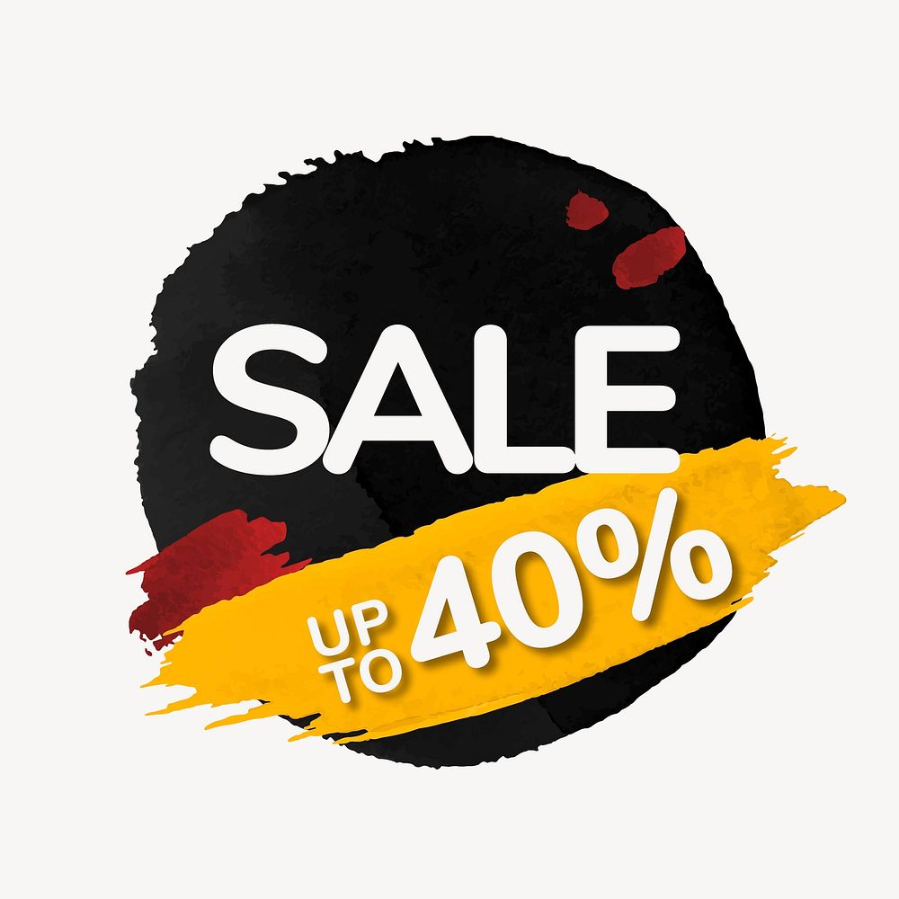 Sale badge sticker, abstract brush stroke, shopping image vector