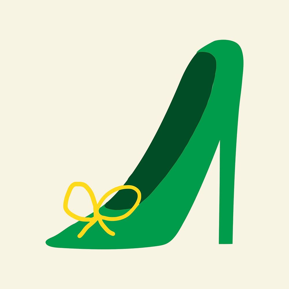 Green high heels sticker collage element vector 