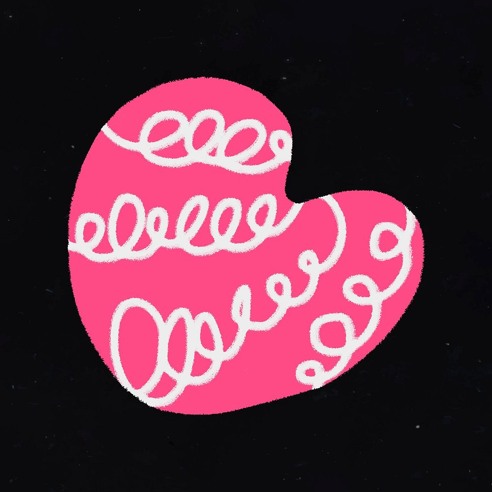 Pink heart collage element, cute doodle shape clipart vector