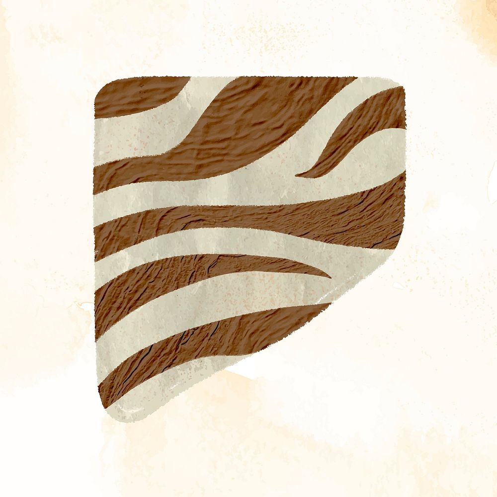 Zebra pattern collage element, brown abstract shape with texture in earth tone vector