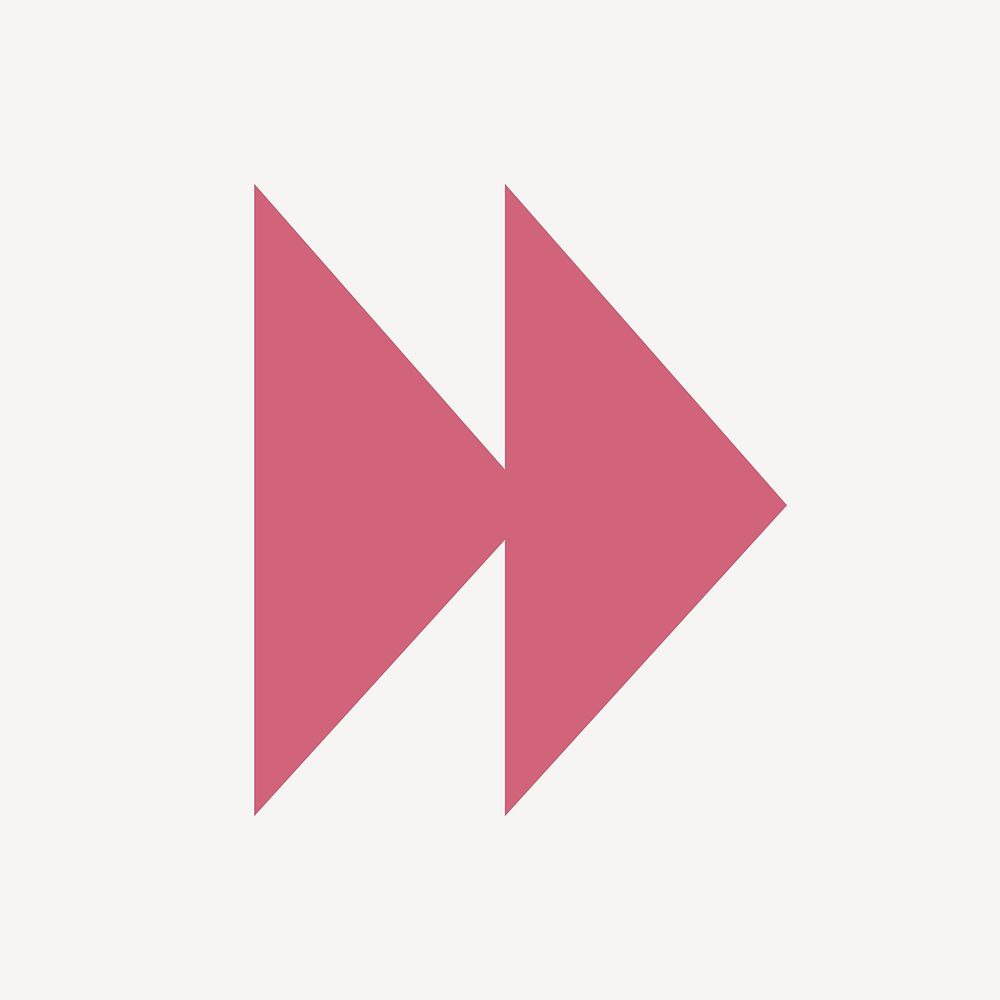 Double arrow icon, pink sticker, skip symbol vector