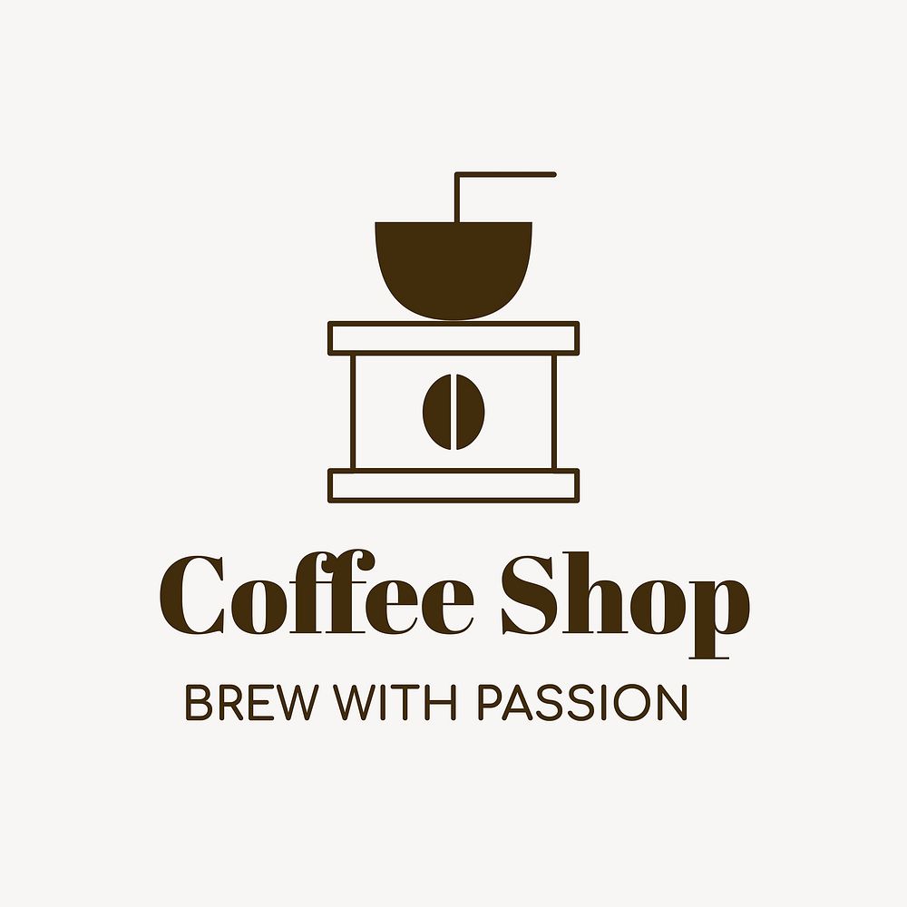 Coffee shop logo, food business template for branding design vector, brew with passion text