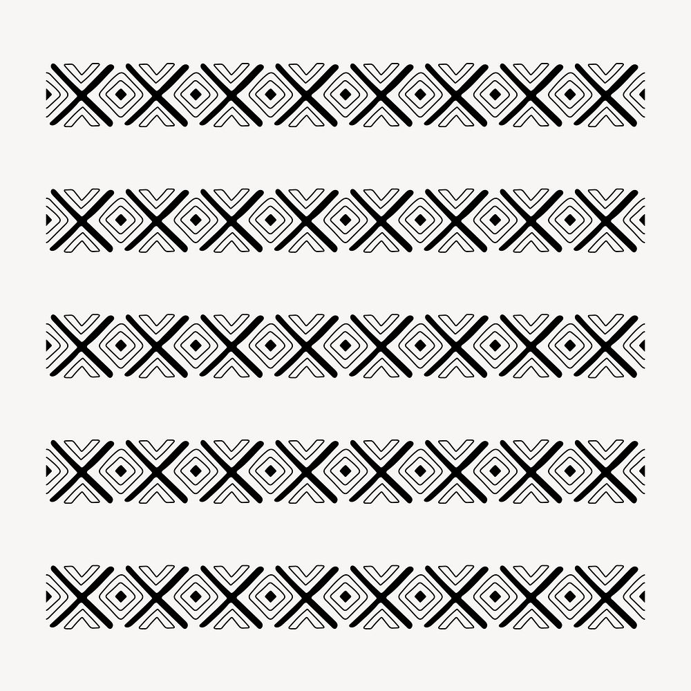 Tribal illustrator brush vector, black and white geometric pattern brush set, vector