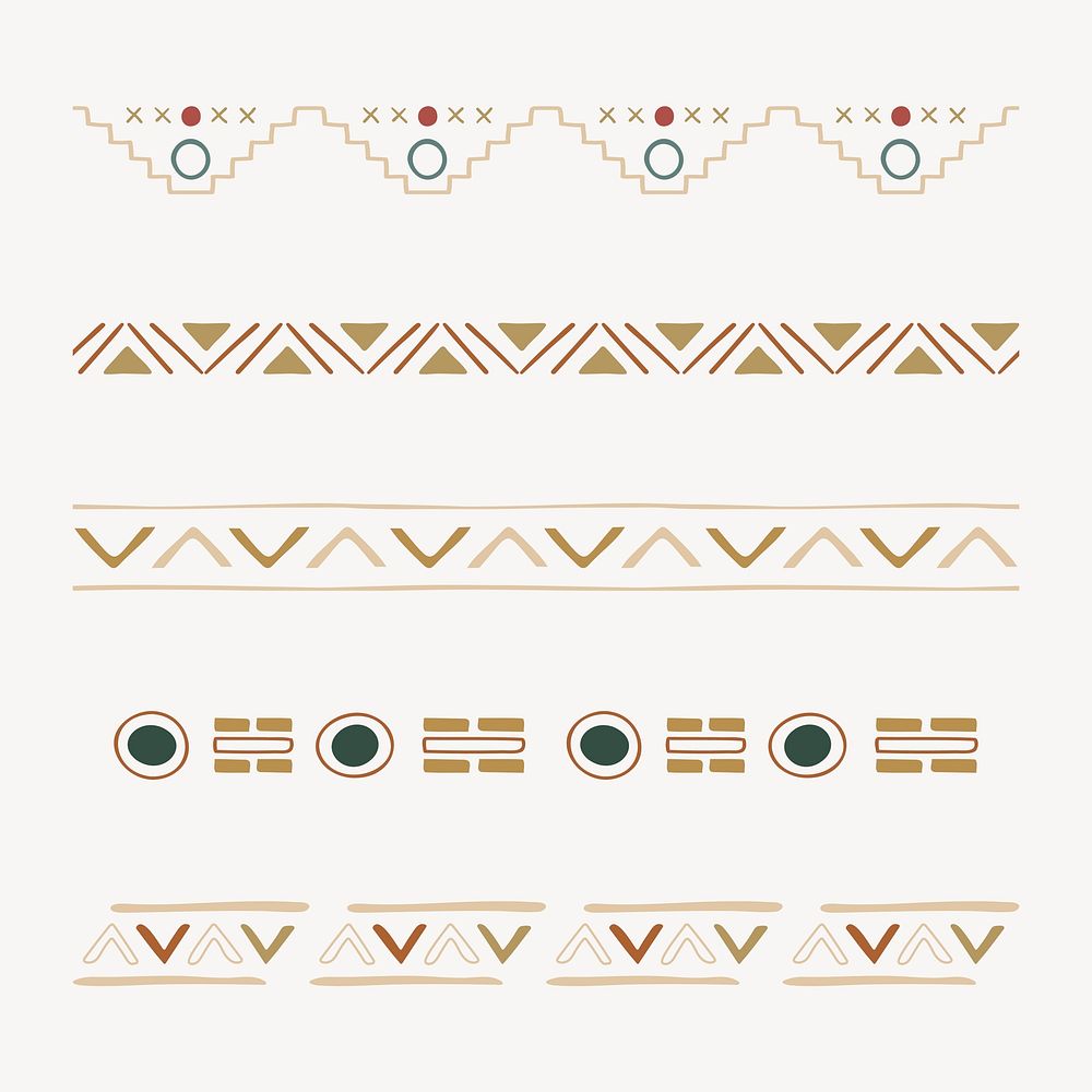 Ethnic pattern illustrator brush, brown geometric design, vector