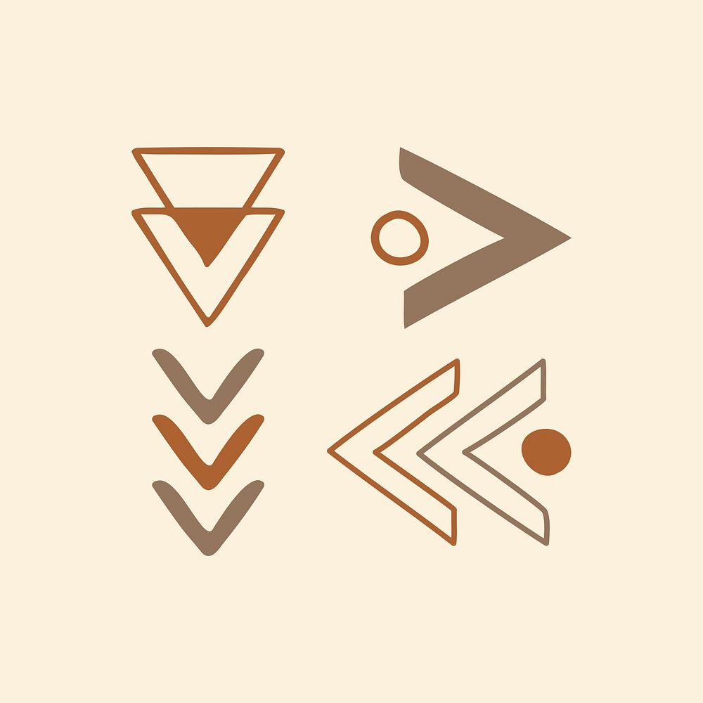 Tribal shape sticker, brown doodle geometric design, vector