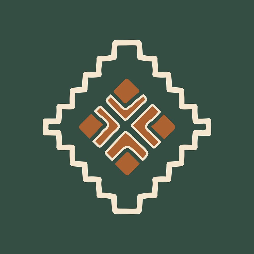 Tribal shape sticker, brown doodle geometric design, vector