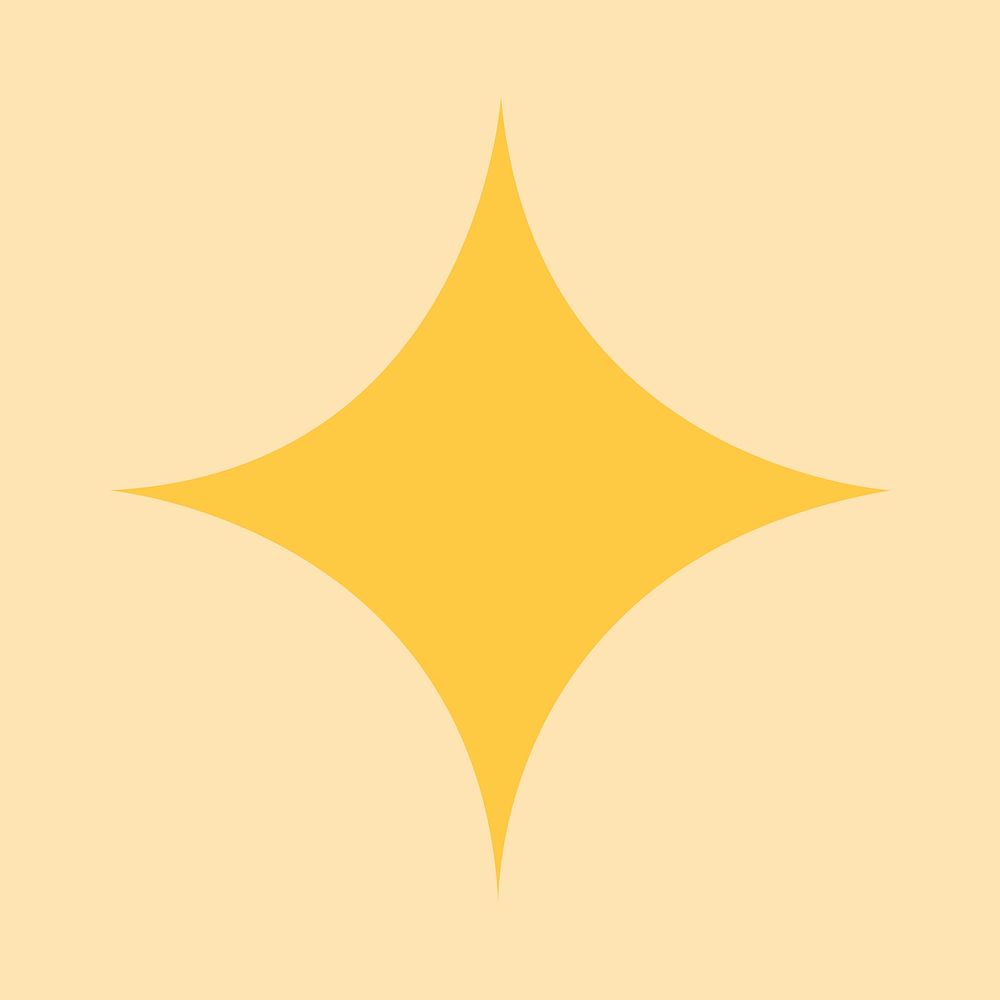 Retro sparkle star element, simple yellow clipart vector