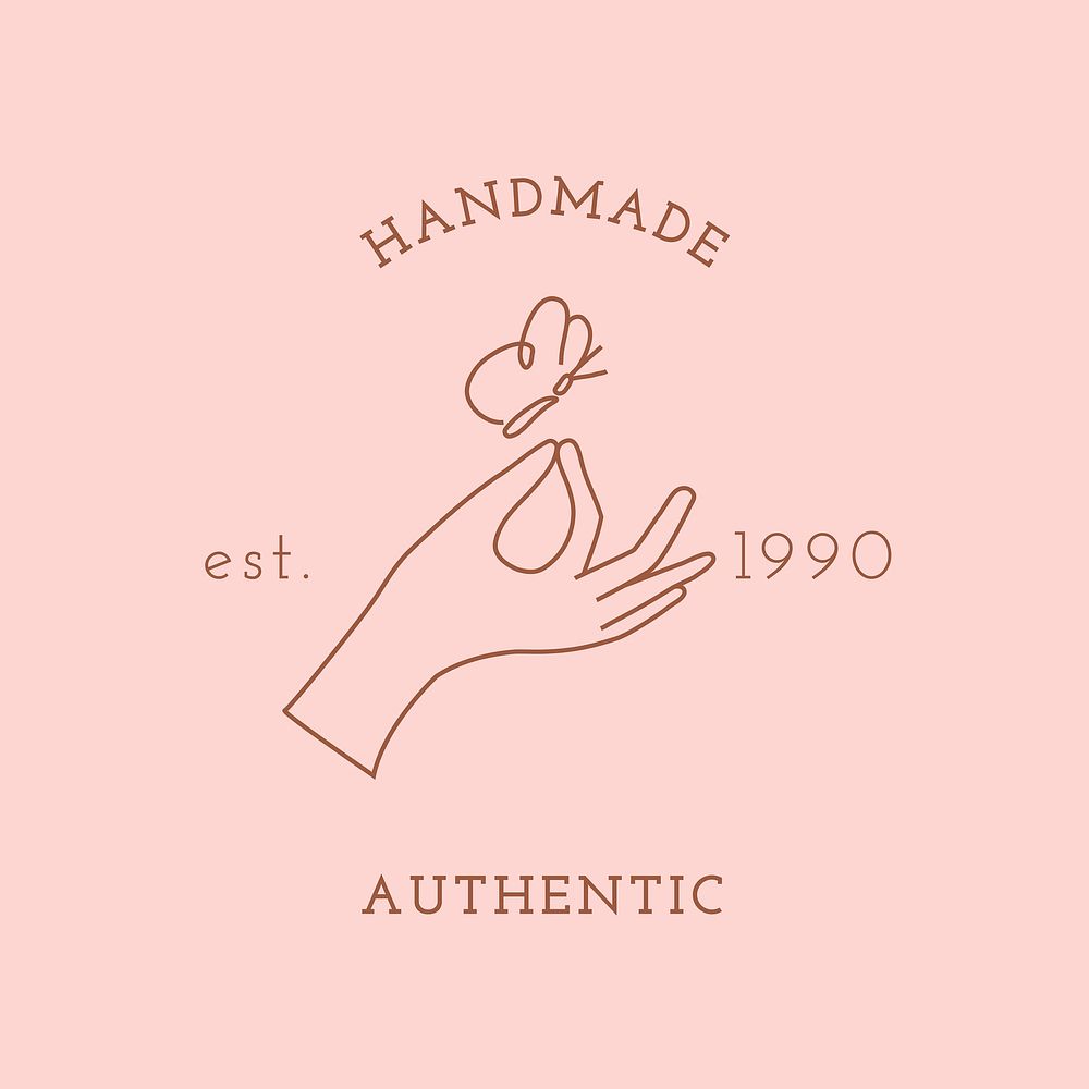 Authentic minimal logo template, editable pink vector