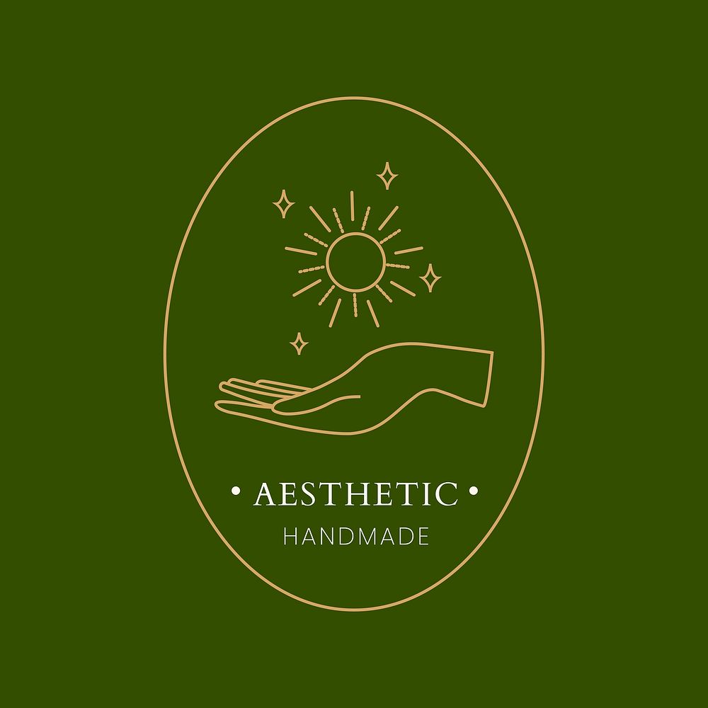 Handmade aesthetic logo template, editable minimal gold vector