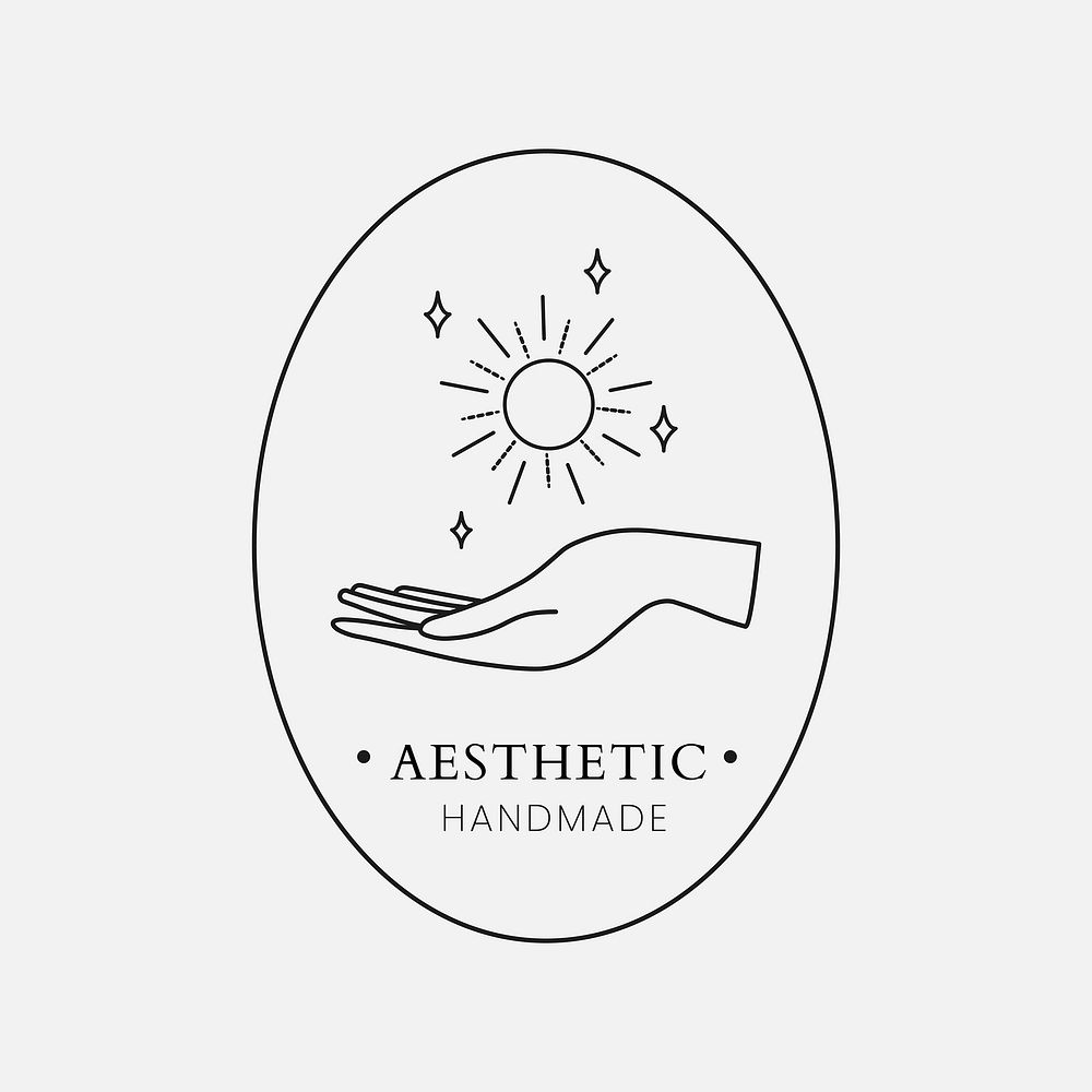 Aesthetic sun logo template, editable minimal design vector
