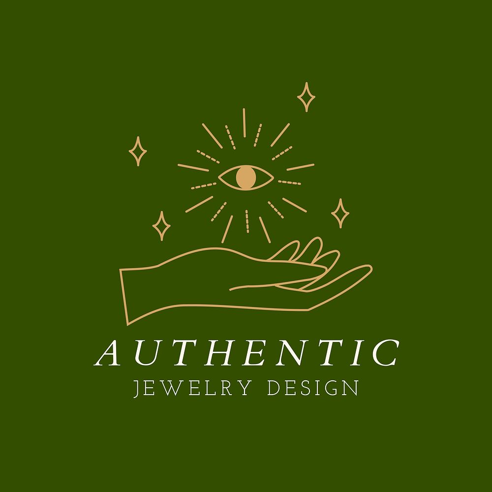 Celestial logo template, aesthetic editable minimal gold vector