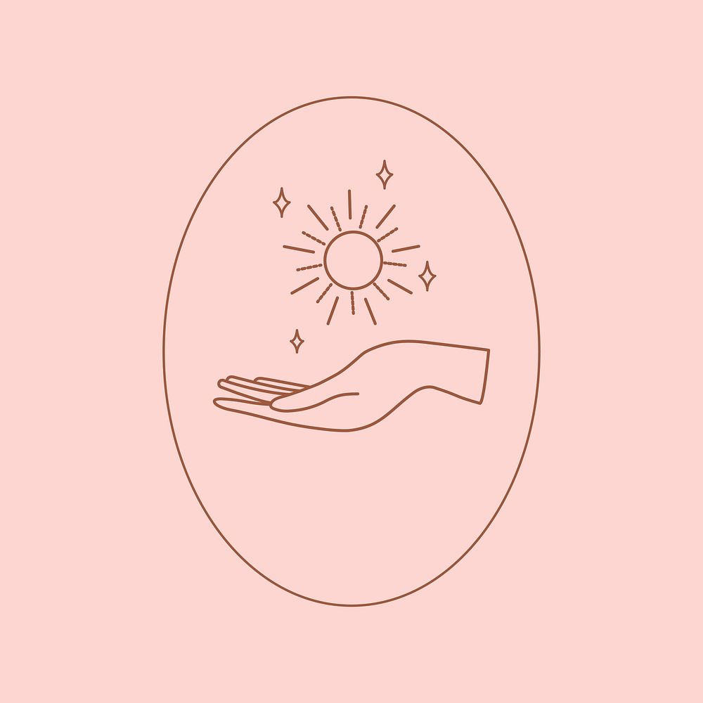 Sun badge aesthetic logo element vector