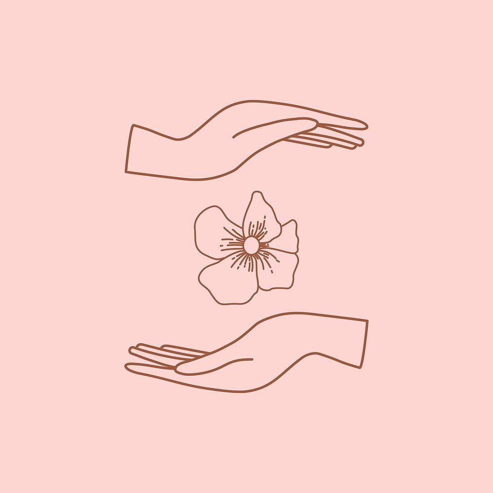 Hibiscus flower badge aesthetic logo element vector