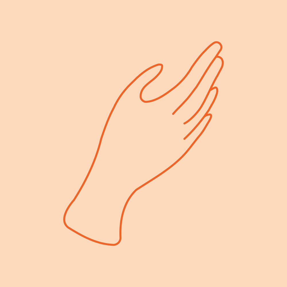 Open hand sticker, minimal line art design vector