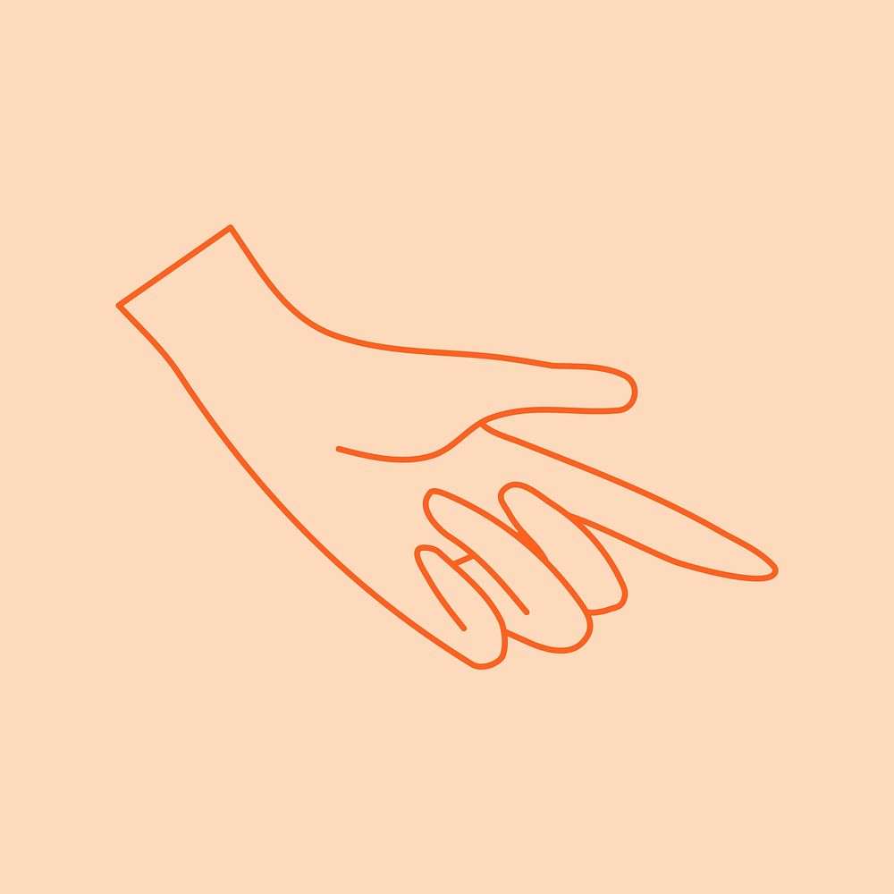 Minimal hand gesture sticker, line art collage element vector
