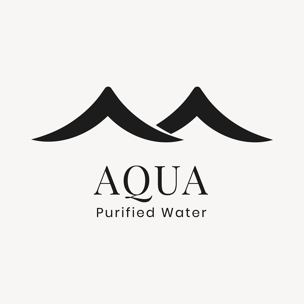 Aqua business logo template, water company, creative black flat design vector