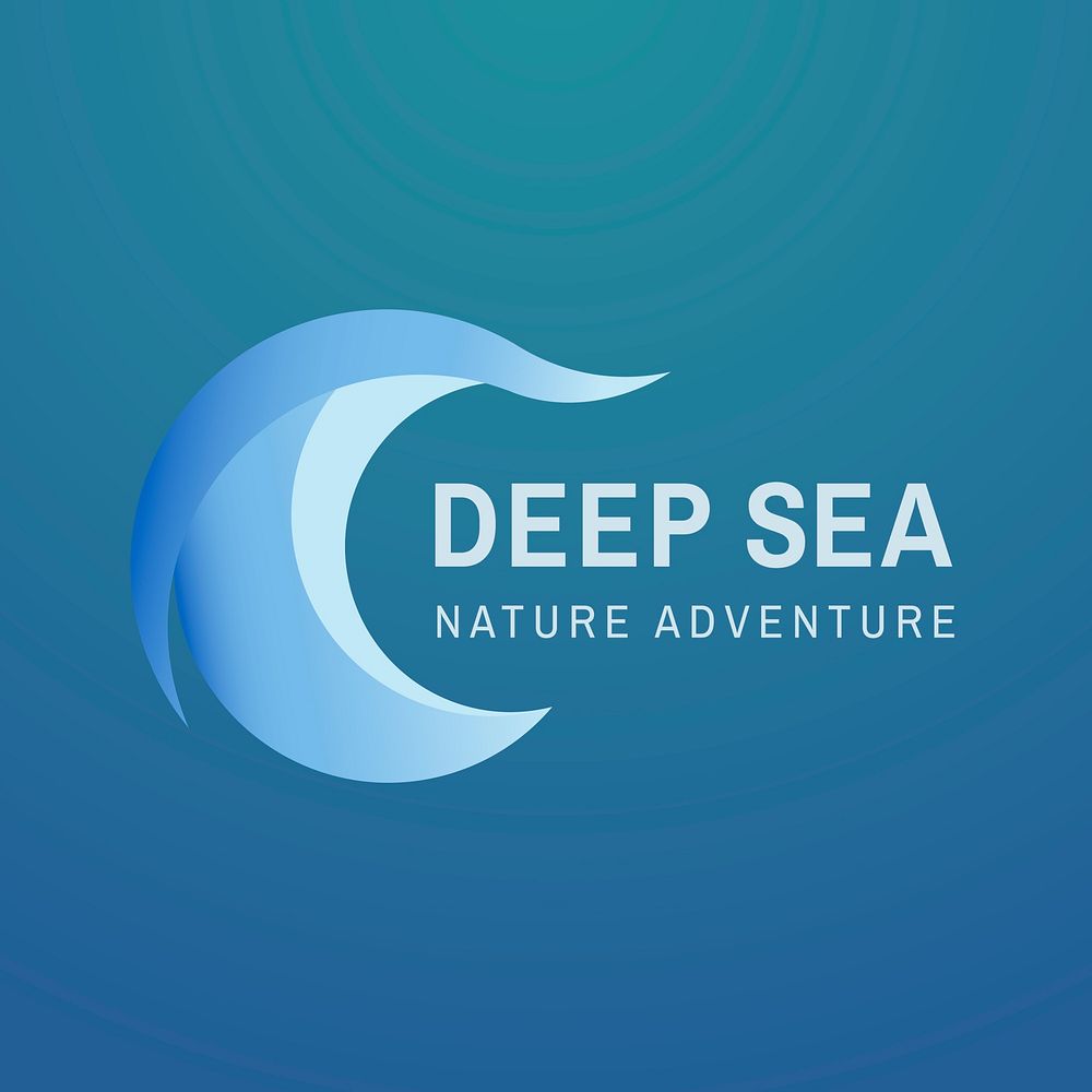 Sea wave logo template, travel business, animated graphic vector