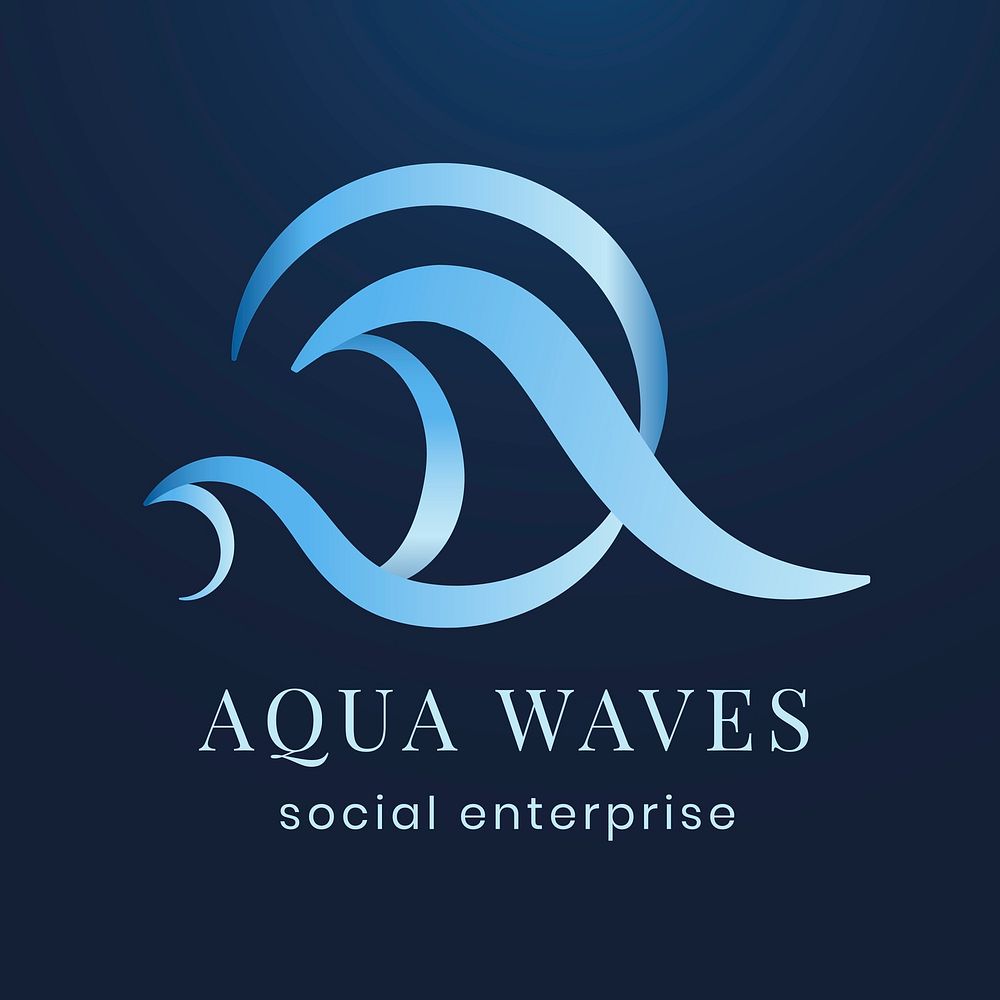 Aqua business logo template, professional creative color flat design vector