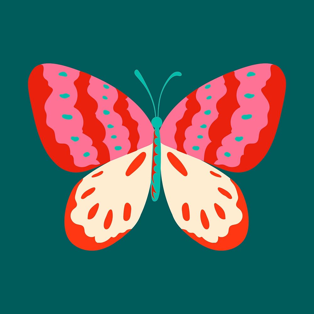 Colorful butterfly sticker, pop art design vector
