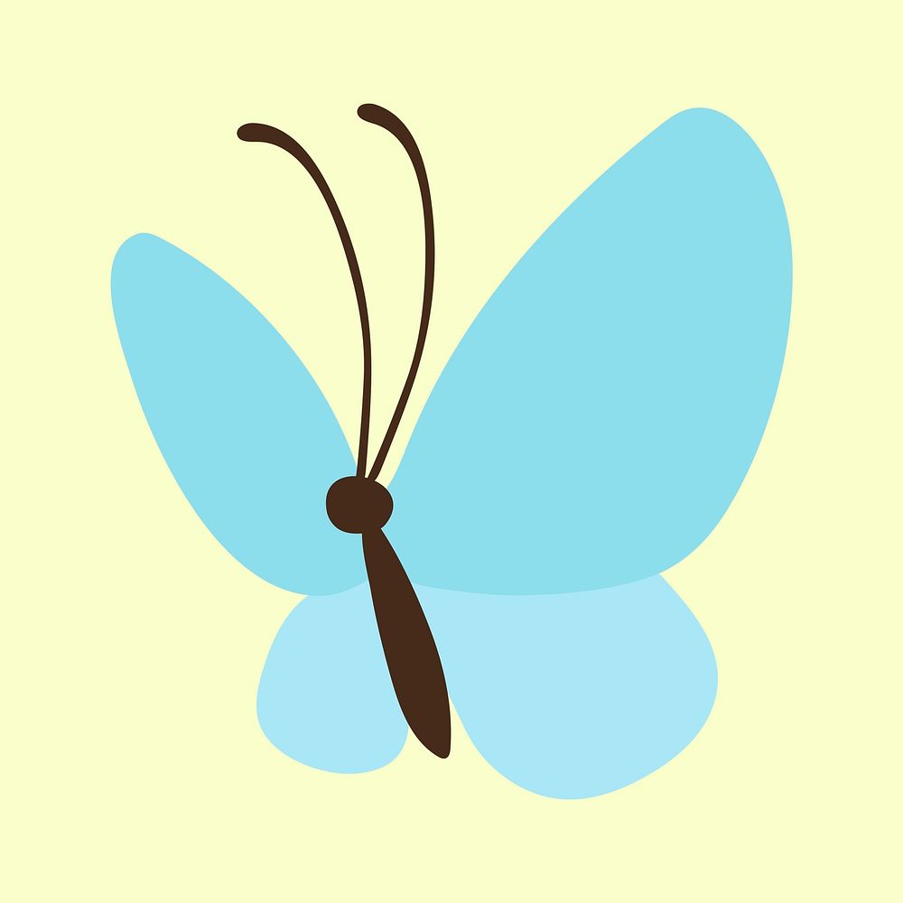 Blue butterfly sticker, design element vector