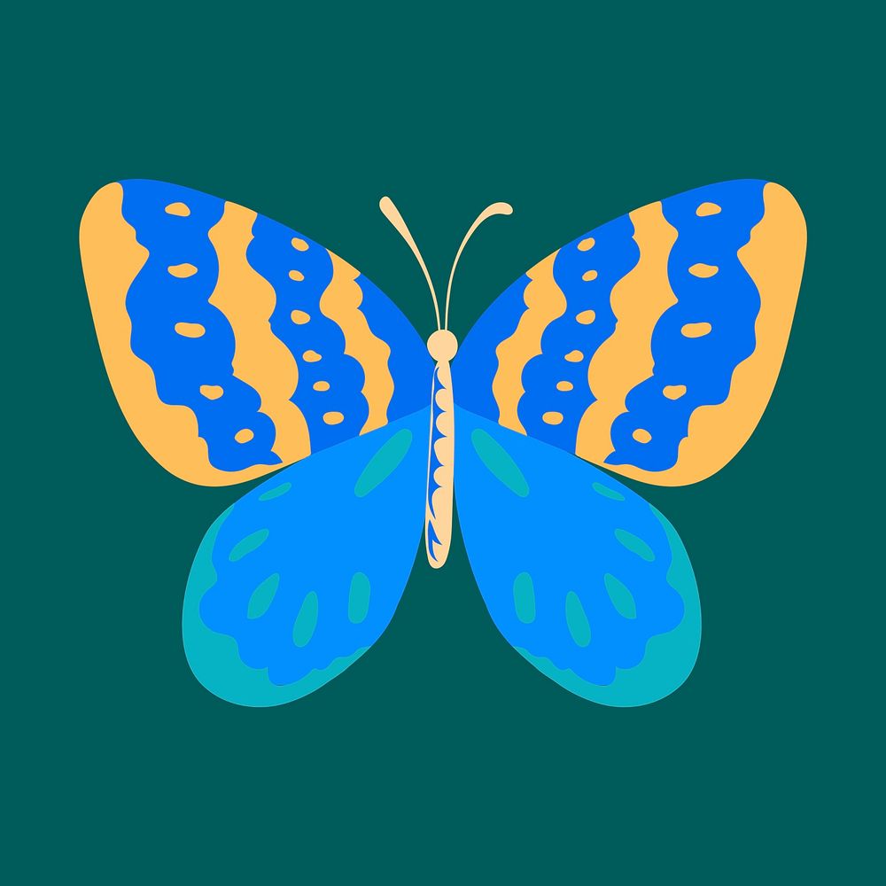 Colorful butterfly sticker, pop art design vector