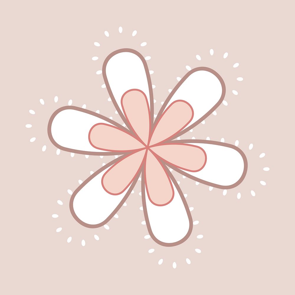 Pink flower sticker, pink creative illustration vector