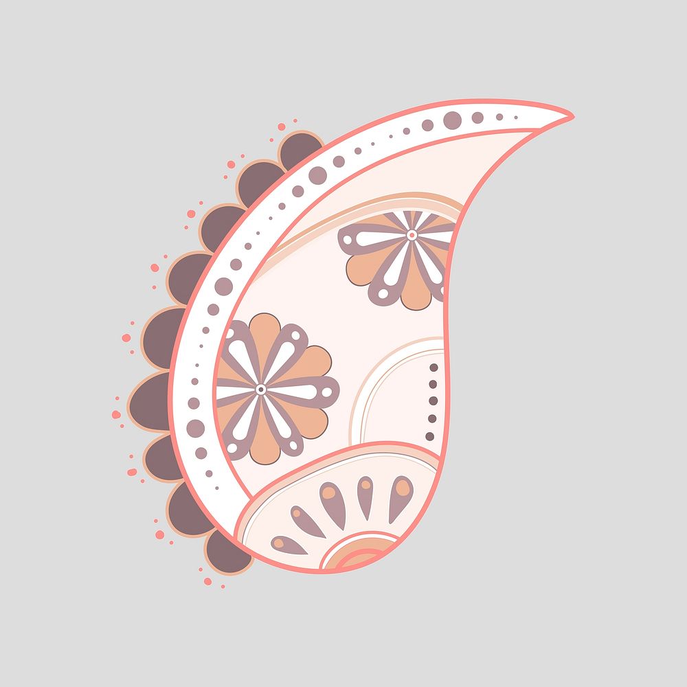 Indian paisley motif sticker, pastel feminine abstract illustration vector