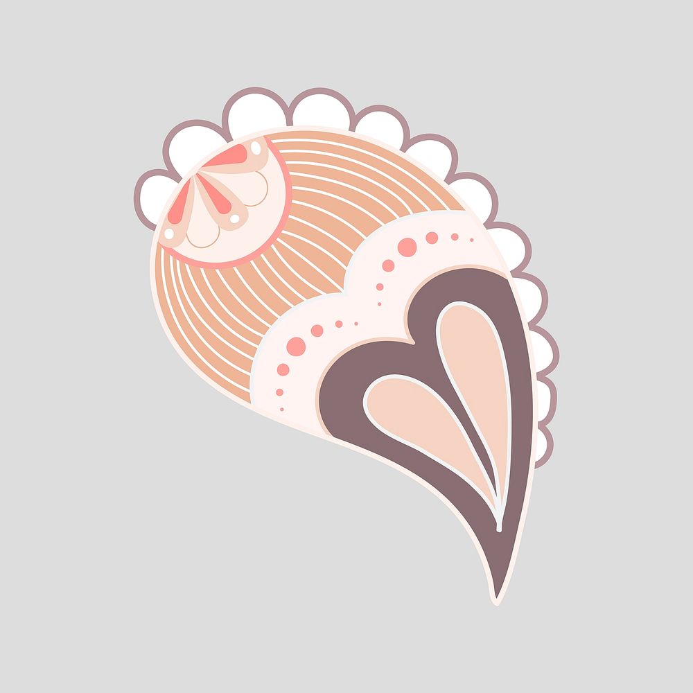 Paisley mandala sticker, Indian nude color illustration vector