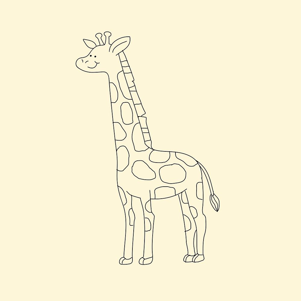Giraffe cute animal illustration for kids coloring vector