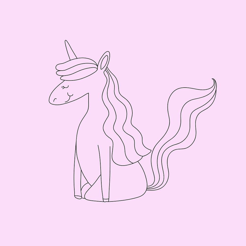 Unicorn cute animal illustration for kids coloring vector